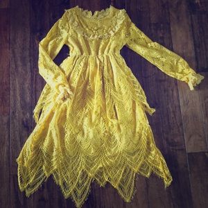 Trish Scully mustard lace dress. Size 7